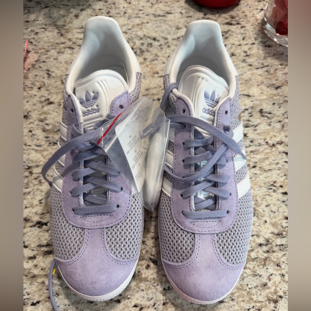 Adidas Women's Lavender and White Sneakers
